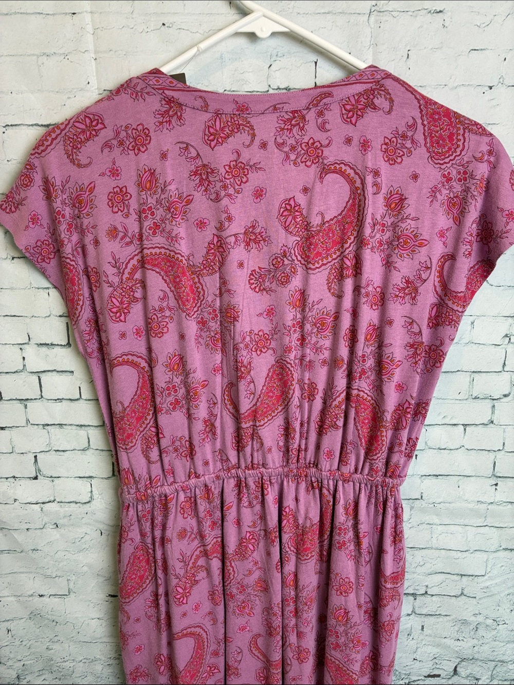 Pure Jill Border Print Maxi Dress Small Petite Pink Purple Paisley Casual NWT - Picture 12 of 16